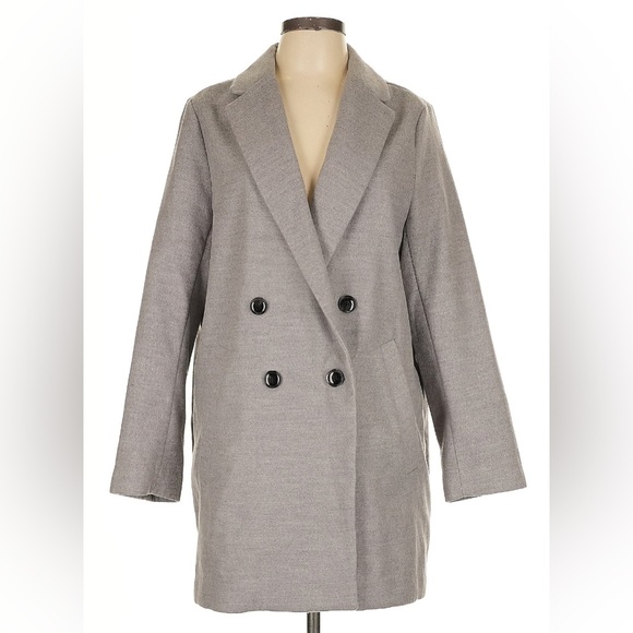 H&M Jackets & Blazers - H&M - Double Breasted Coat in Light Grey - Size 2